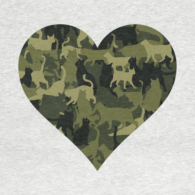 Cat Camouflage Cute design in a heart shape by SusanaDesigns